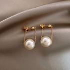 Faux Pearl Chained Alloy Dangle Earring 1 Pair - Gold - One Size