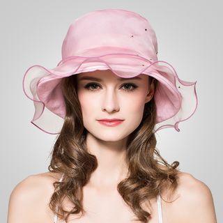 Ruffled-trim Silk Sun Hat