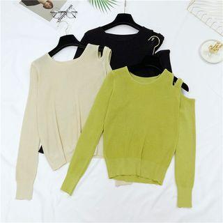 Cold-shoulder Long-sleeve Sweater