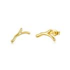 Simple Romantic Plated Gold Christmas Antler Stud Earrings Golden - One Size