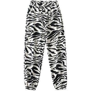 Zebra Print Loose Fit Print Jogger Pants