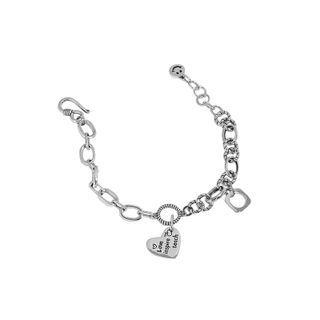 Lettering Heart Sterling Silver Bracelet Silver - One Size