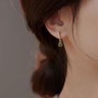 Faux Pearl Cz Drop Earring 1 Pair - Green & Gold - One Size