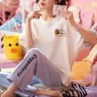 Loungewear Set : Short-sleeve Top + Pants