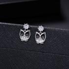 925 Sterling Silver Rhinestone Owl Dangle Earring