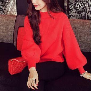 Puff Sleeve Mock Neck Sweater