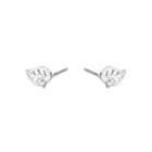 925 Sterling Silver Rhinestone Leaf Stud Earring 1 Pair - Silver - One Size