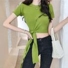 Short-sleeve Side-tie Crop Top