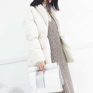 Drawstring-waist Duck-down Coat