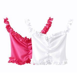 Ruffle Ribbed Cropped Camisole Top