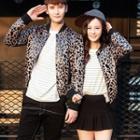 Couple Matching Leopard Print Zip Jacket