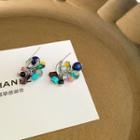 Faux Crystal Alloy Open Hoop Earring 1 Pair - Blue & Pink & Green - One Size