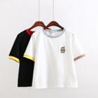 Embroidered Piped Short-sleeve T-shirt