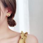 Rhinestone Daisy & Bee Earring Flower Bee - Yellow - One Size