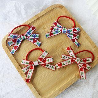 Flower & Heart Embroidered Ribbon Hair Tie