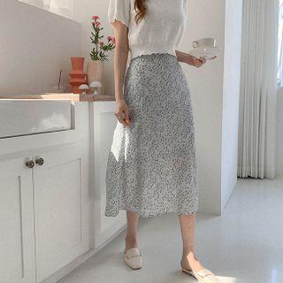 Floral Print Skirt Blue - One Size