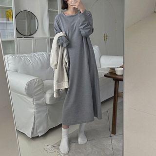 Round-neck Ribbed Long Sweatshirt Dress