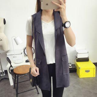 Faux-suede Single-buttoned Vest
