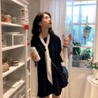 3/4-sleeve Chiffon-panel Mini Shift Dress