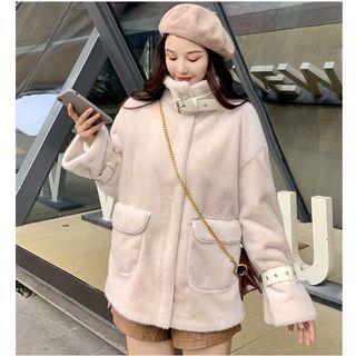 Belted Furry Zip Jacket