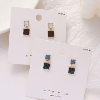 S925 Sterling Silver Square Drop Ear Stud