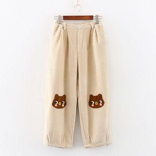 Applique Corduroy Wide-leg Pants