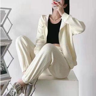 Waffle Zip Hoodie / Sweatpants / Set