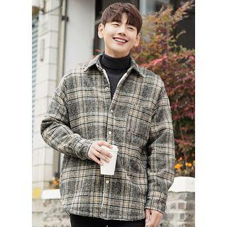 Sherpa-fleece Lined Glen-plaid Shirt