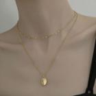 Oval Pendant With Double Necklace Gold - One Size