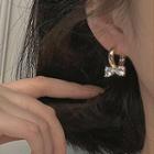 Bow Rhinestone Alloy Earring 1 Pair - Gold & Transparent - One Size