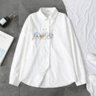 Long Sleeve Embroidered Shirt White - One Size