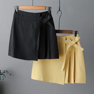 Bow-accent Pleated Panel A-line Skirt
