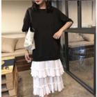 Color-block Loose-fit Dress As Figure - One Size