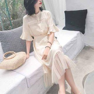 Mesh Hem Chiffon Dress