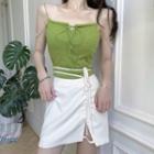 Plain Camisole Top / Tie-strap Mini A-line Skirt