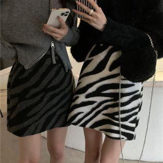 Zebra-print Mini A-line Skirt