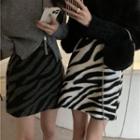 Zebra-print Mini A-line Skirt