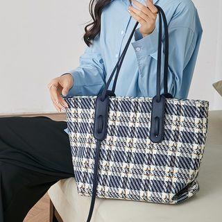 Plaid Tote Bag Blue - One Size
