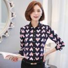 Heart Print Chiffon Shirt