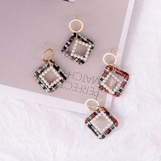 Plaid Square Drop Earring
