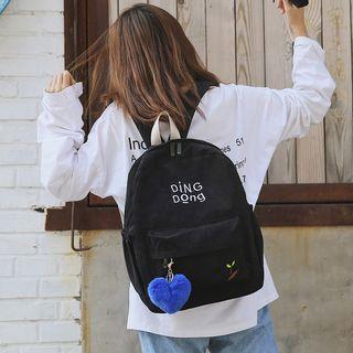 Set: Corduroy Lettering Backpack + Zip Purse