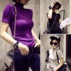 Plain Short-sleeve Knit Top
