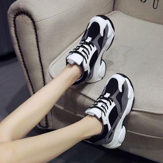 High-top Mesh Panel Platform Sneakers