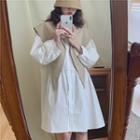 Long-sleeve A-line Shirt Dress / Shawl