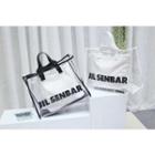 Contrast Color Trim Clear Tote Bag With Drawstring Bag