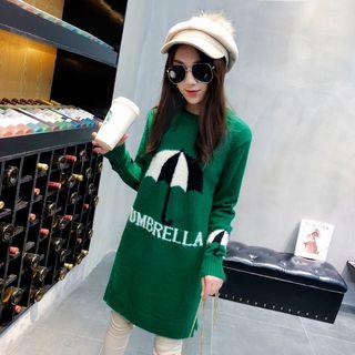 Long-sleeve Printed Knit Long Top