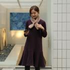Round-neck Ruffle-hem Fleece-lined Dress