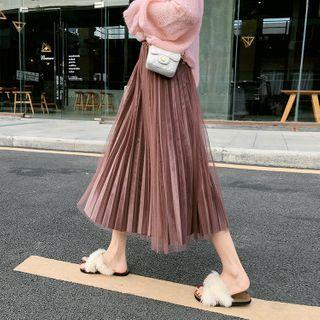 Mesh Accordion Pleat Skirt