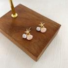Rhinestone Alloy Shell Earring 1 Pair - Gold - One Size
