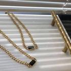 Titanium Steel Black Gemstone Metal Necklace  - Golden